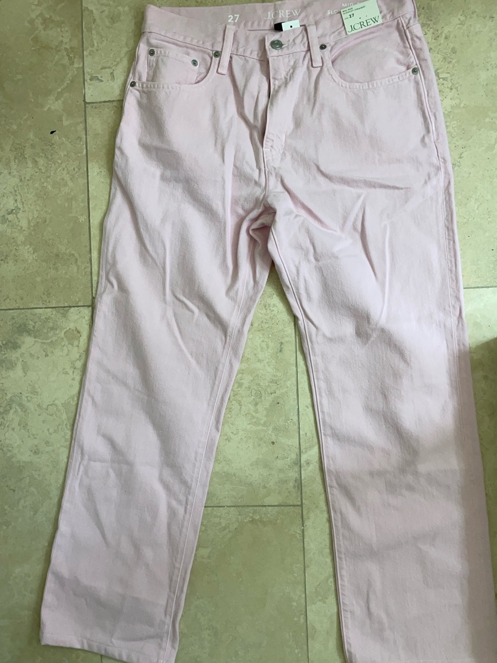 J. Crew Pale Pink Straight-Leg Jeans
